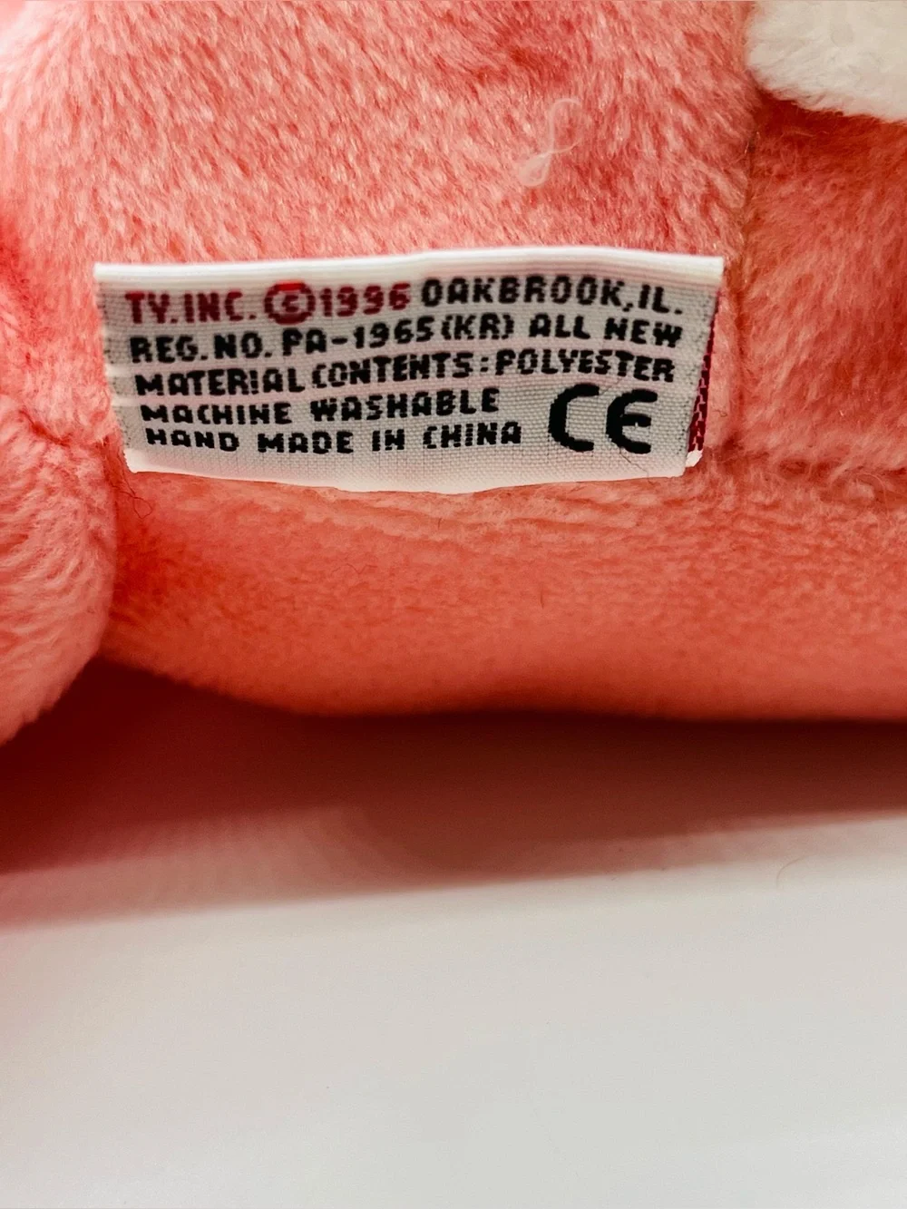 1996 Ty Pillow Pals Carrots the Pink Bunny Rabbit Stuffed Plush Toy Lovey